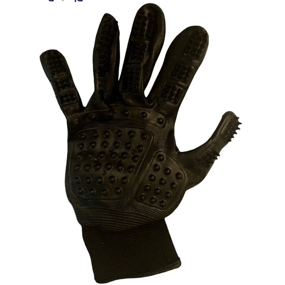 1 Pair Pet Black Adjustable Dog Cat Hair Remover Mitt Brush Grooming Des…